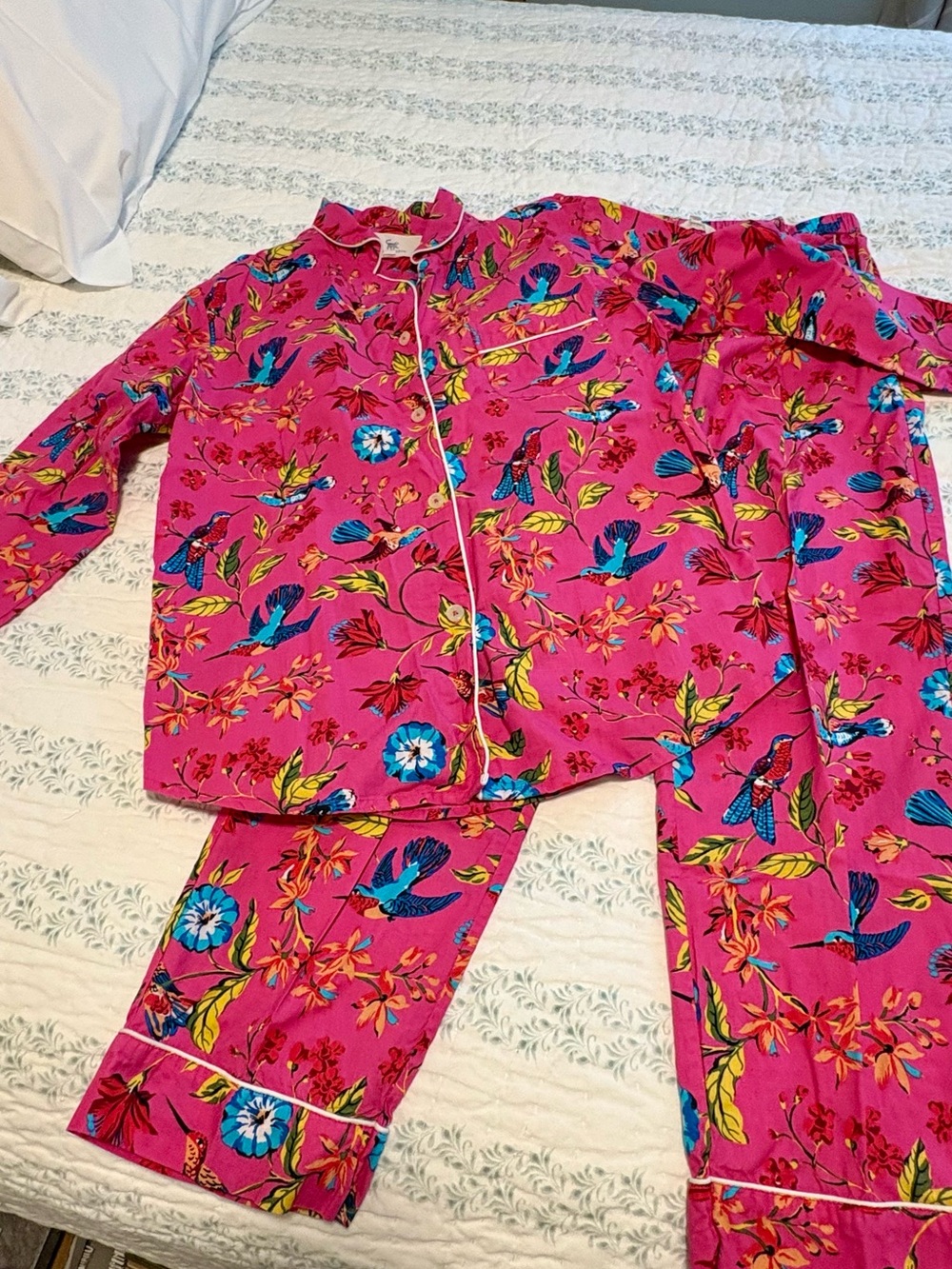Printfresh Hot Hummingbird Haven Long Cotton Pajama Set